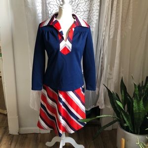Vintage mod skirt suit bright colors medium